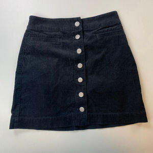 Wilfred Free Mini Skirt Size 0 Black Corduroy Button Front Academia Preppy Goth
